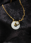 Double Ring Jade Donut Necklace
