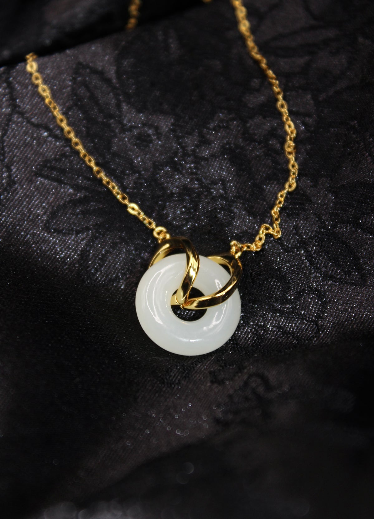 Double Ring Jade Donut Necklace