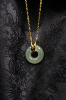 Double Ring Jade Donut Necklace