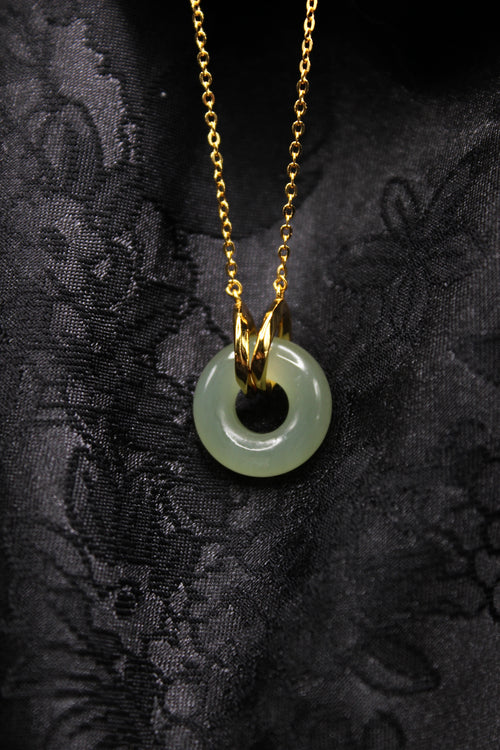 Double Ring Jade Donut Necklace