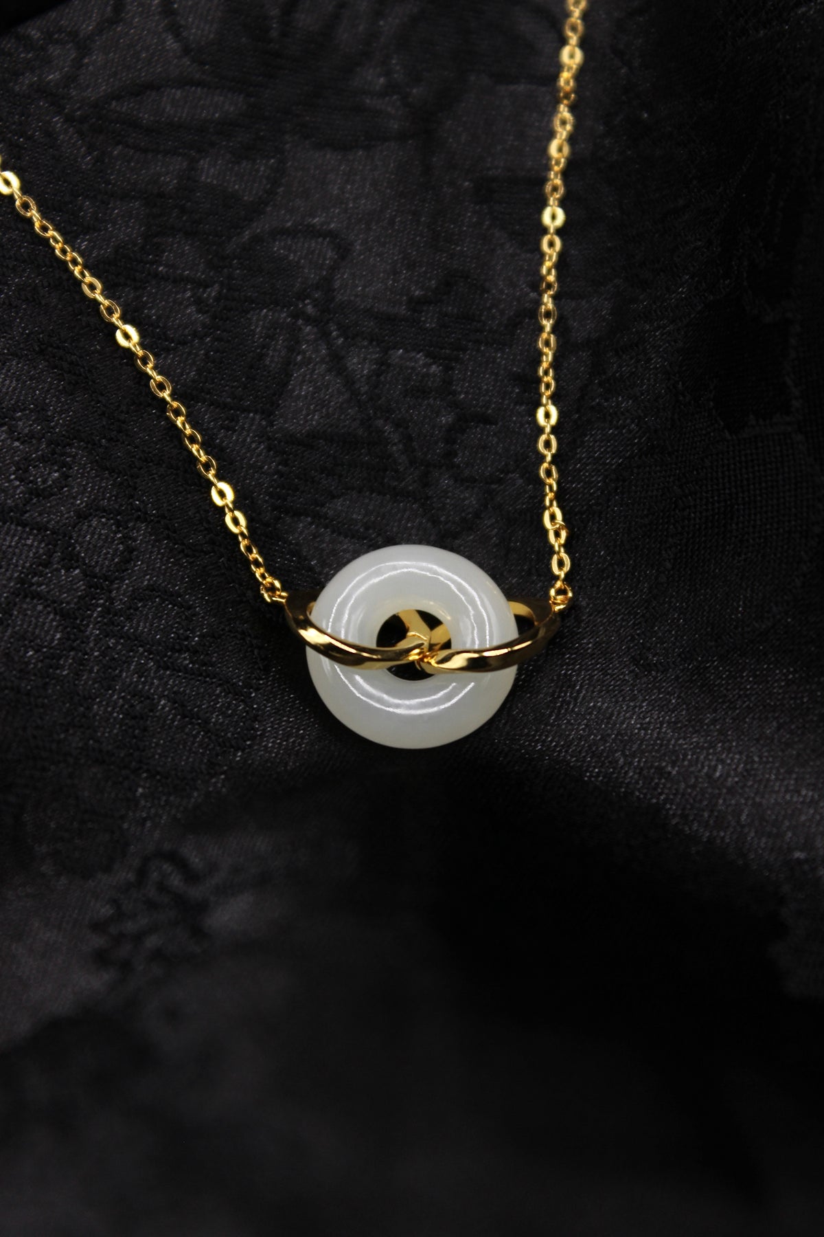 Double Ring Jade Donut Necklace