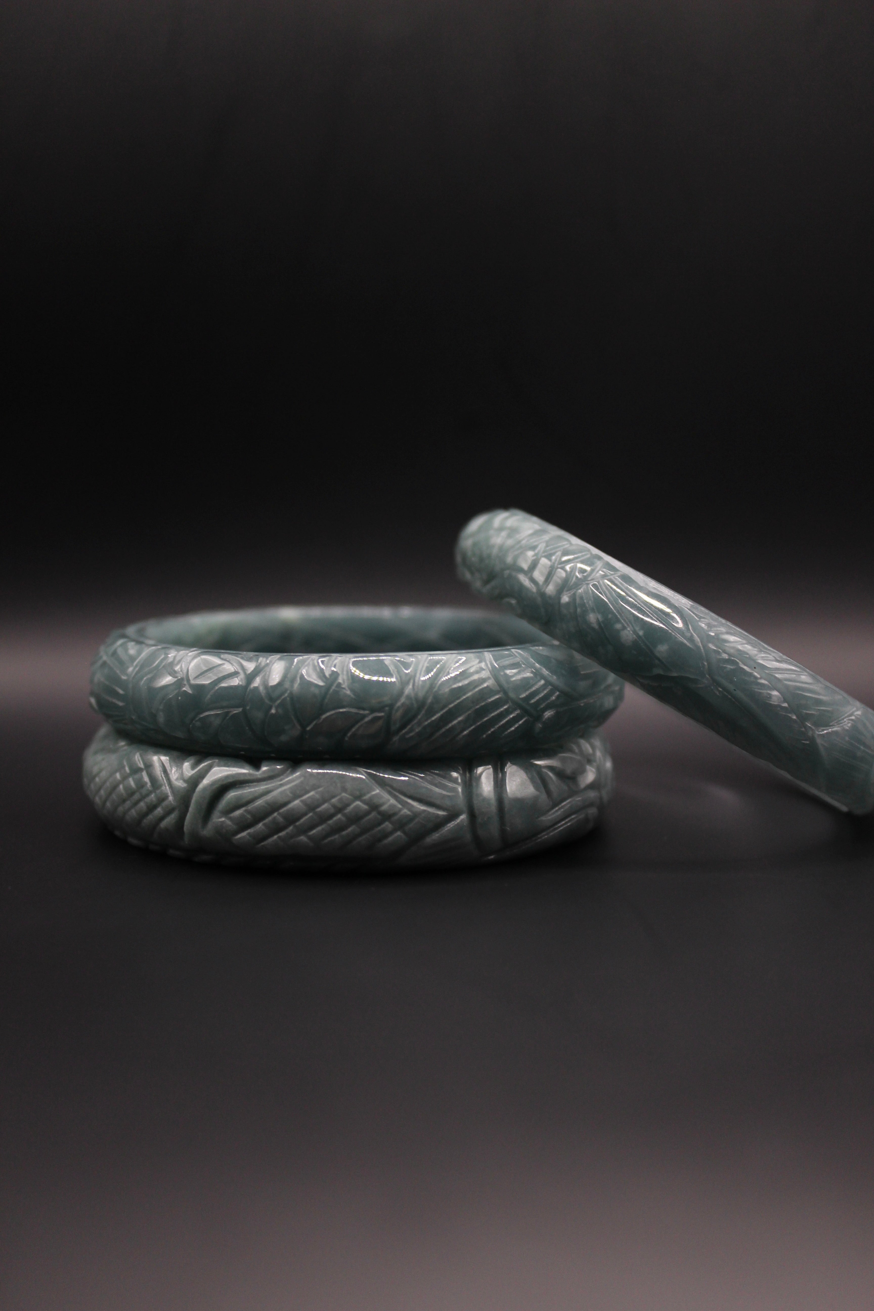 Phoenix Engraved Jade Bangle
