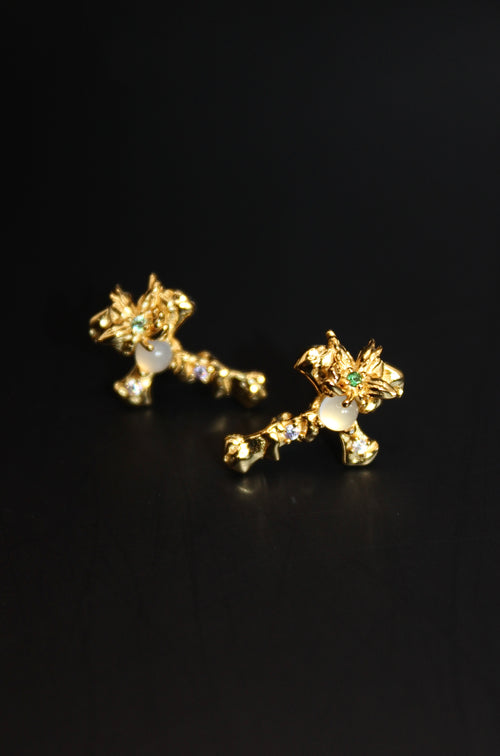 Lantern Bloom Cross Studs