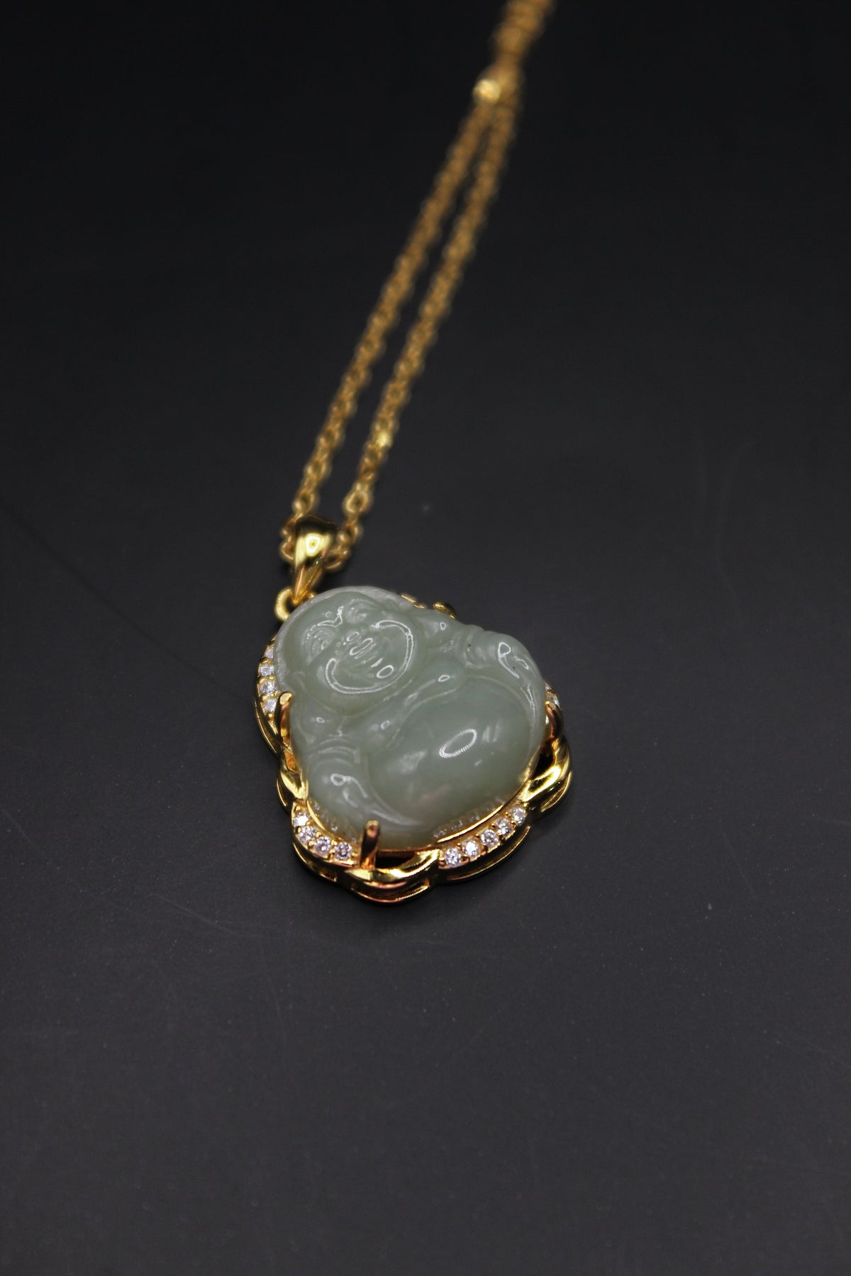 Gold Buddha Jade Necklace