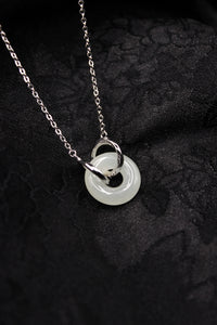 Double Ring Jade Donut Necklace