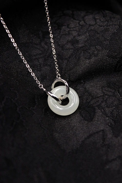 Double Ring Jade Donut Necklace