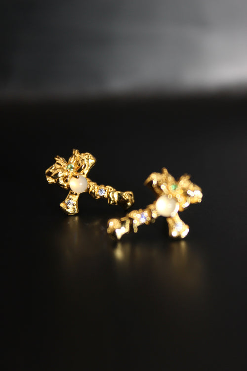 Lantern Bloom Cross Studs