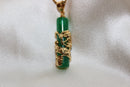 Gold Dragon Jade Cylinder Pendant Necklace