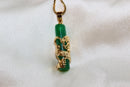 Gold Dragon Jade Cylinder Pendant Necklace