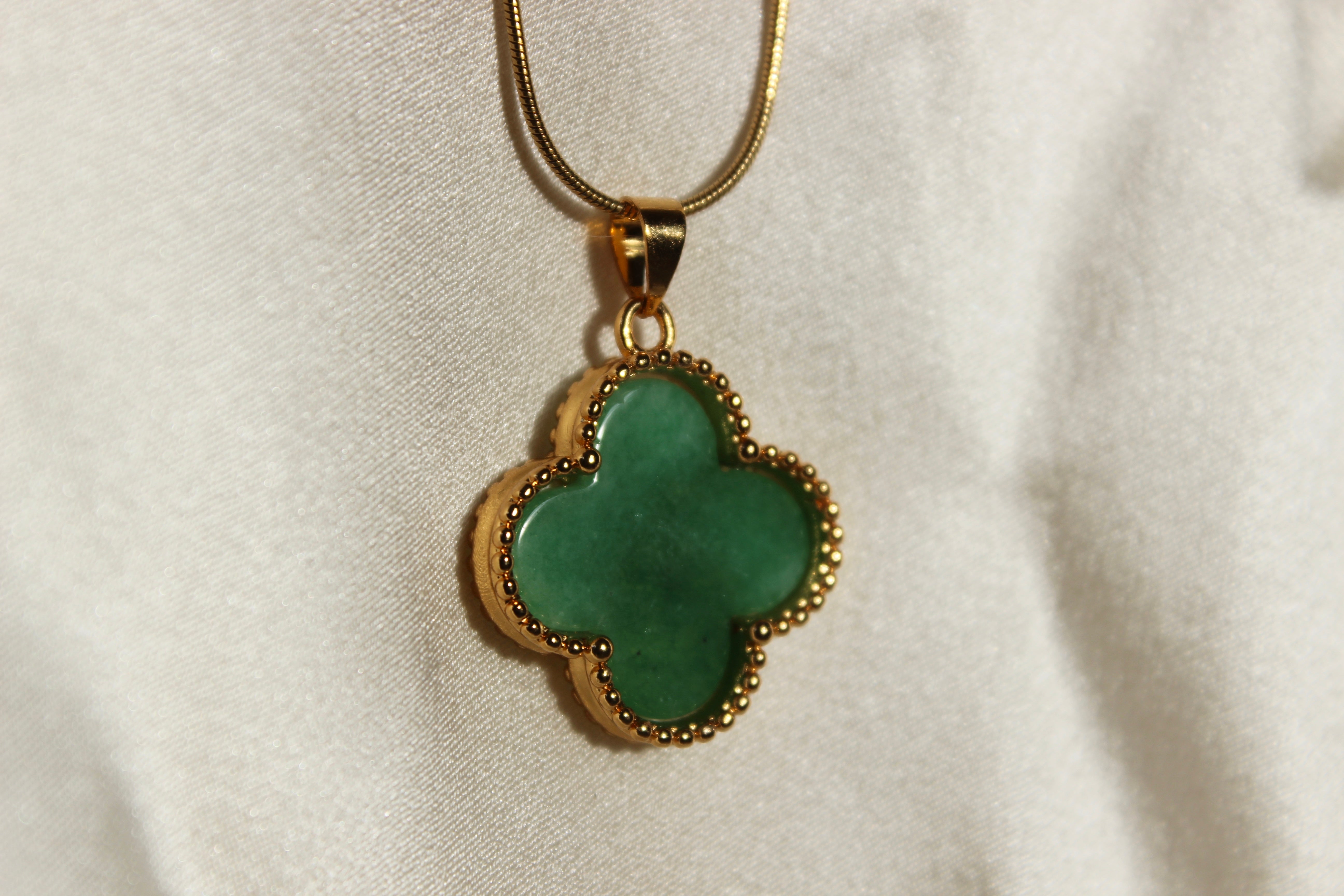 Clover Jade Pendant Necklace