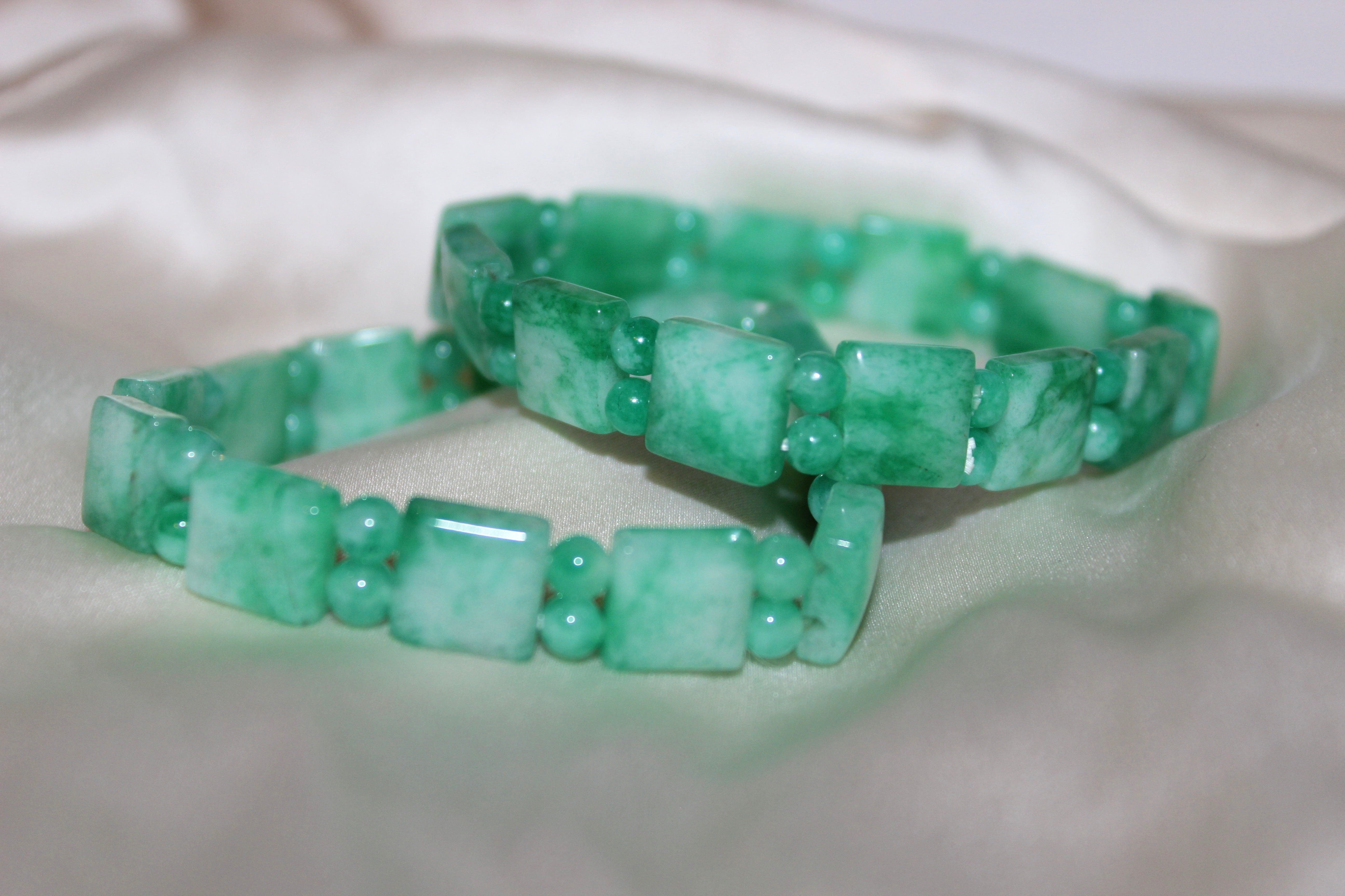 Square and Rounded Bead Jade Bracelet