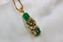 Gold Dragon Jade Cylinder Pendant Necklace