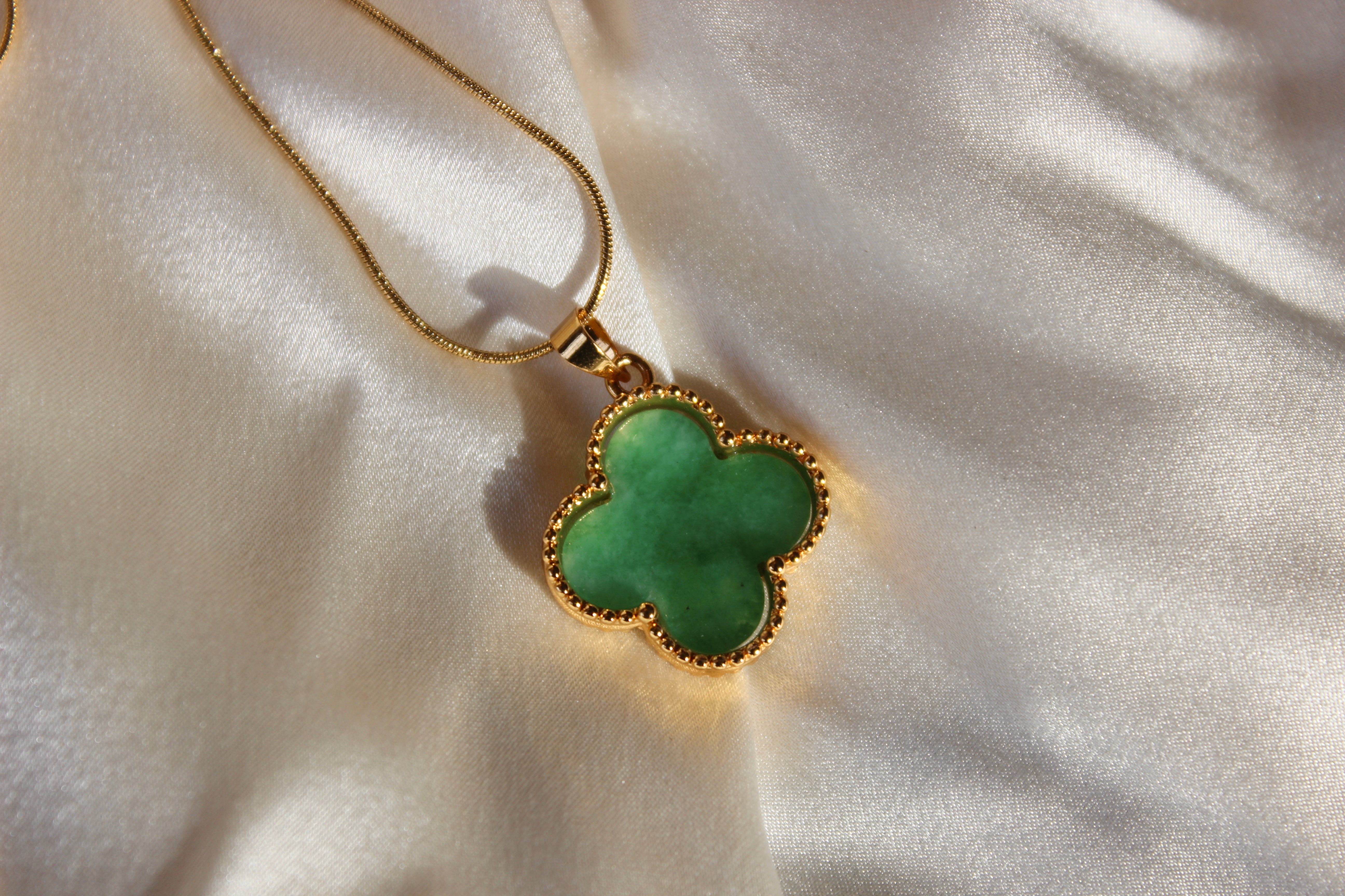 Clover Jade Pendant Necklace