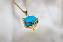 Blue Cat Head Jade Pendant Necklace