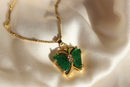 Beaded Chain Butterfly Jade Pendant Necklace