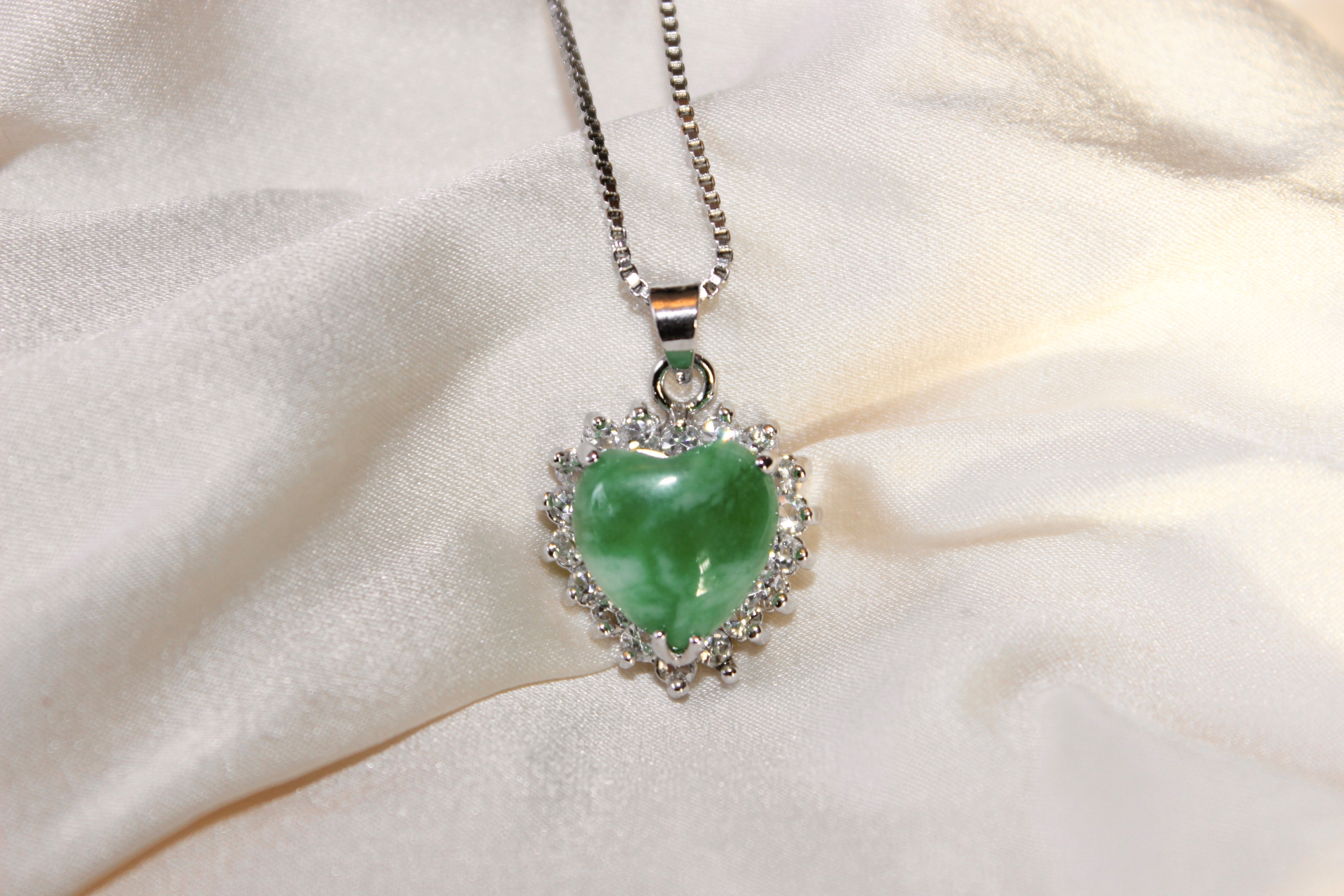 Silver Spiked Jade Heart Pendant