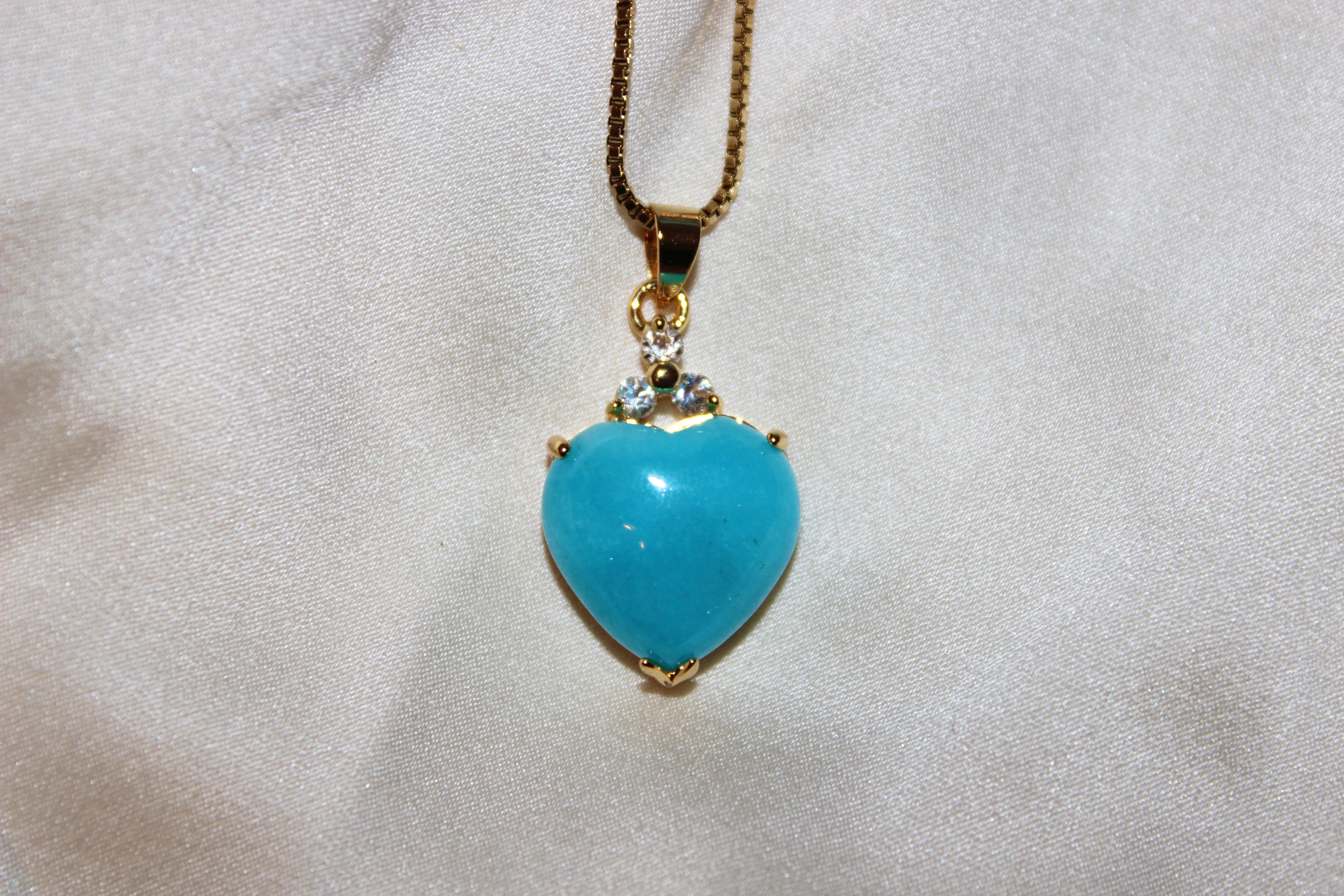 Blue Heart Jade Pendant Necklace