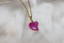 Pink Curved Heart Jade Pendant Necklace