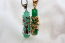 Gold Dragon Jade Cylinder Pendant Necklace