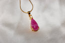 Pink Teardrop Jade Pendant Necklace