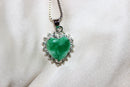 Silver Spiked Jade Heart Pendant