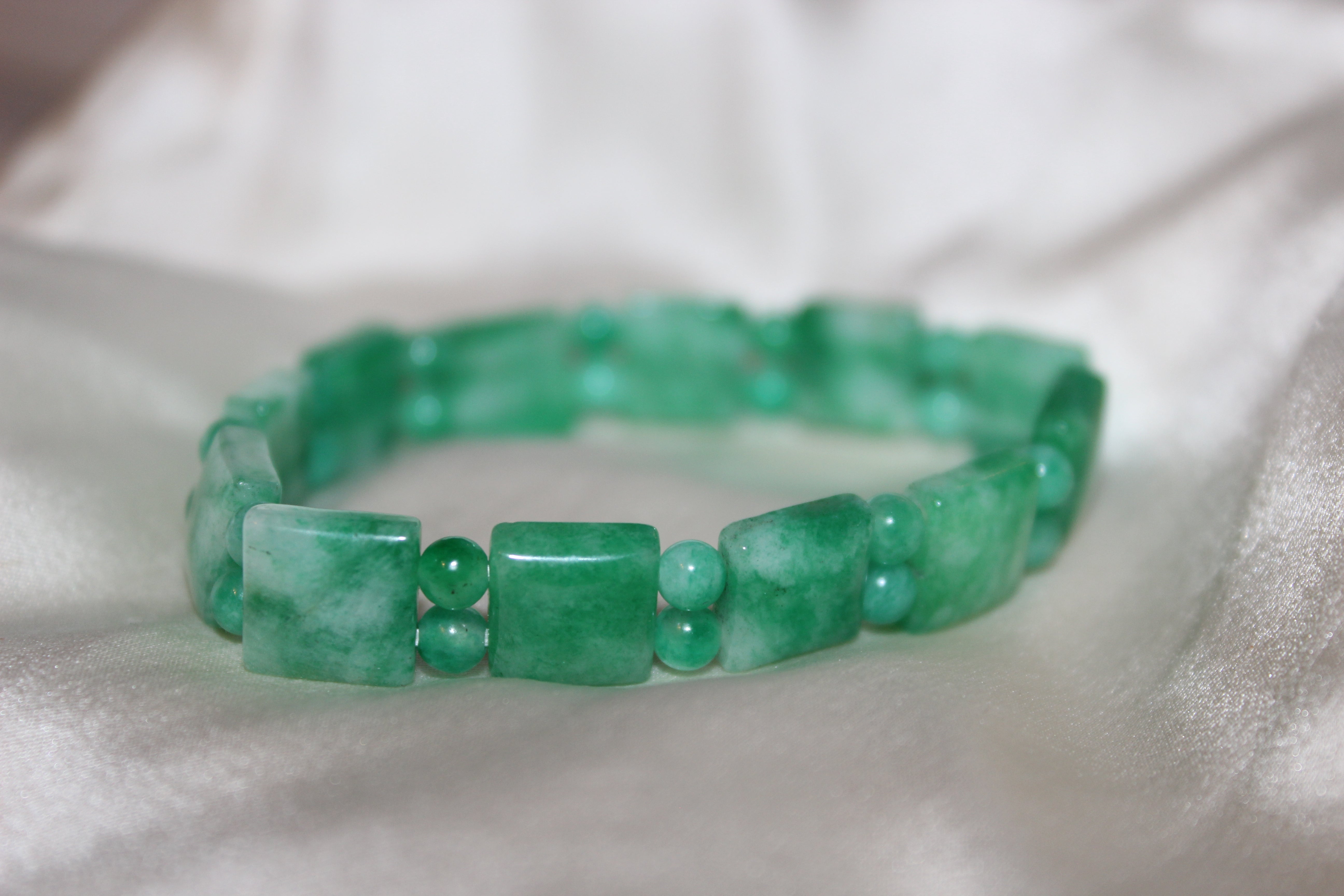 Square and Rounded Bead Jade Bracelet