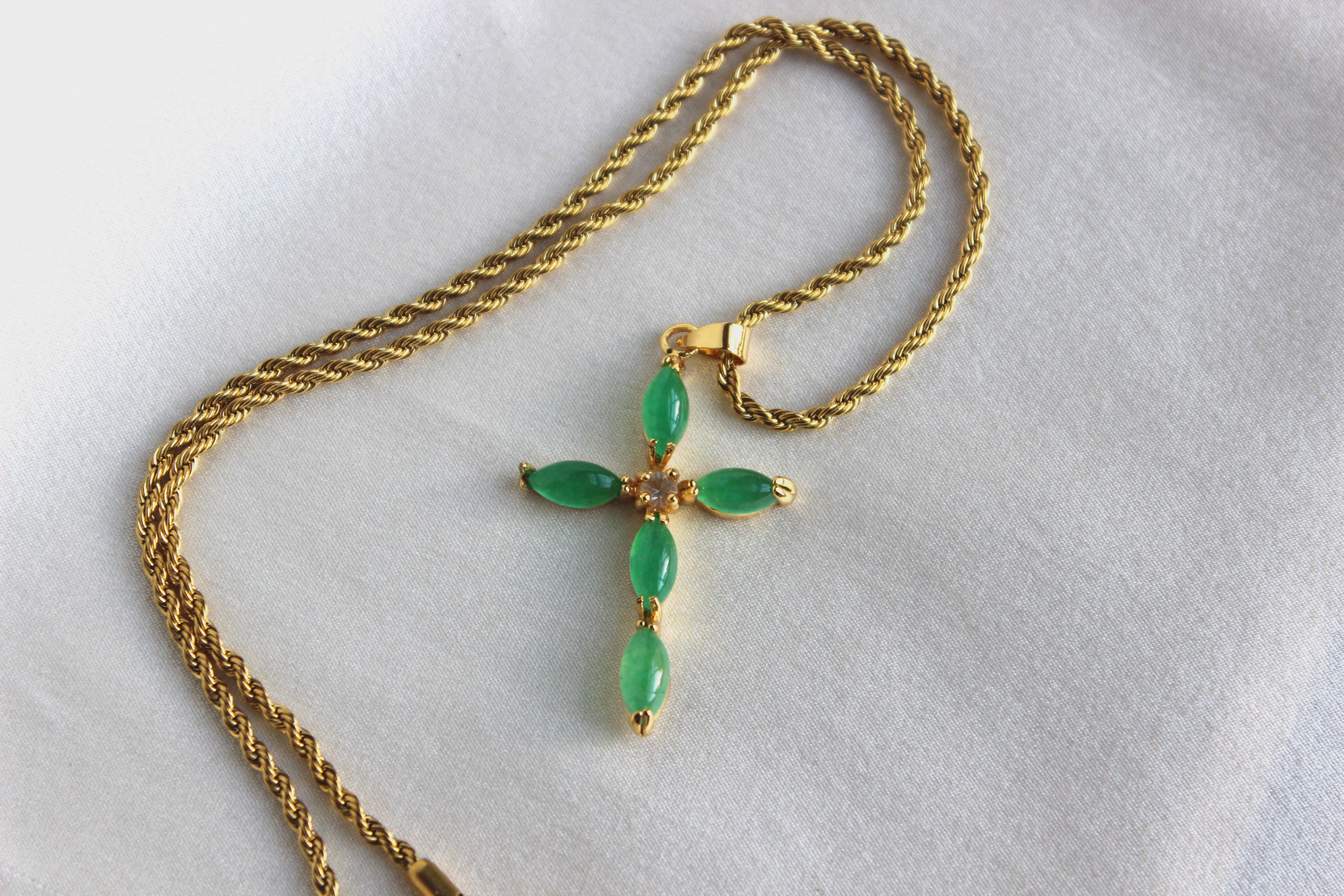 Cross Jade Pendant Necklace