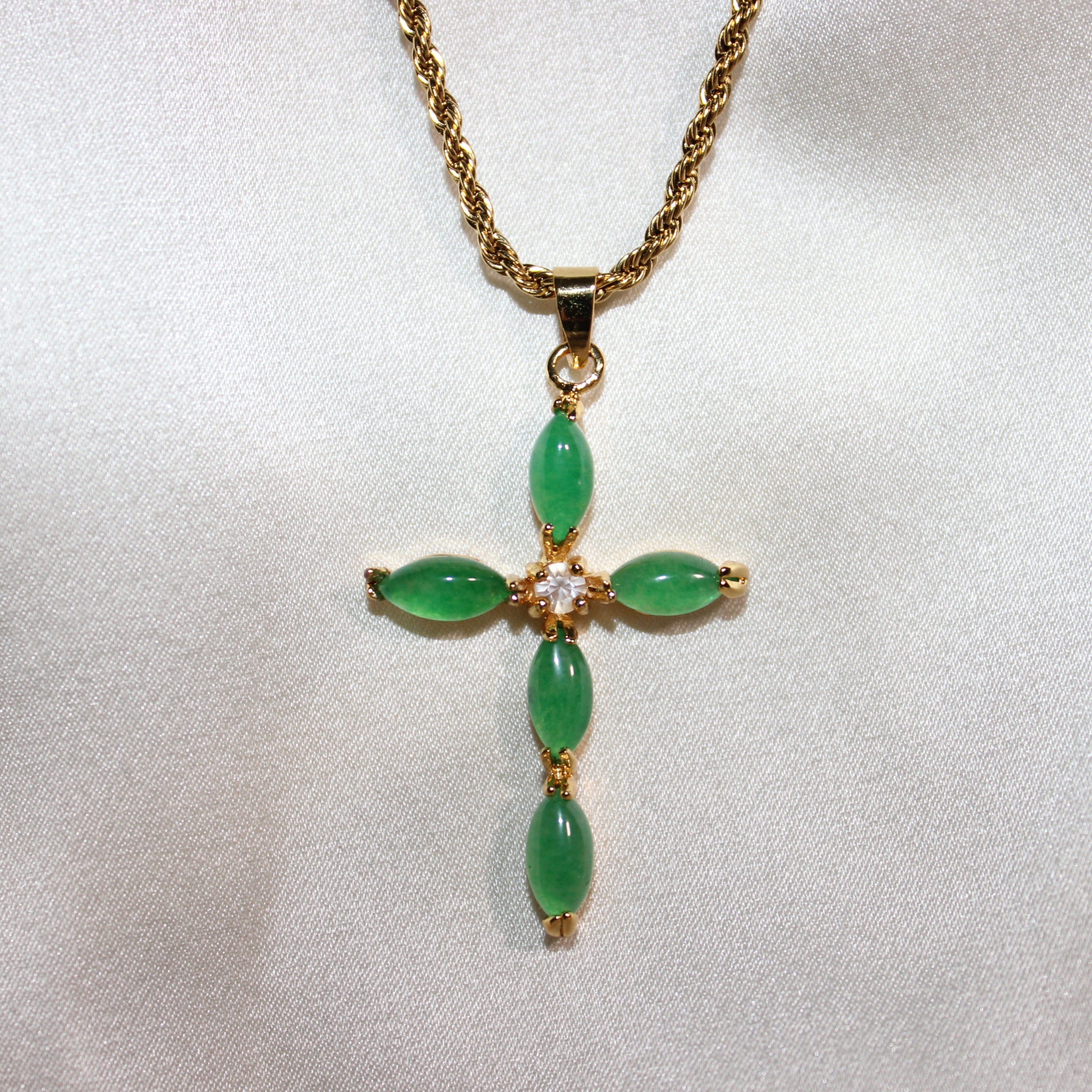 Cross Jade Pendant Necklace